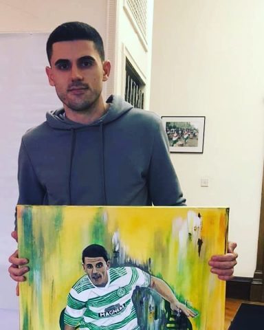 Celtic Footballer Tom Rogic, Acrylic on canvas