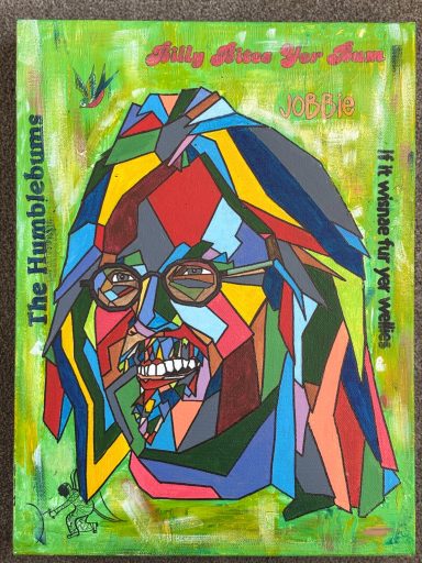 Billy Connolly in multicolour geometric style