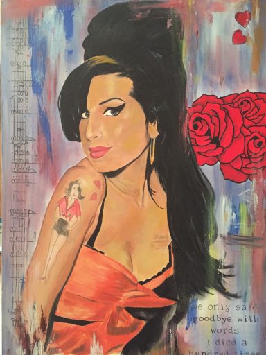 Amy Winehouse painted on acrylic on paper