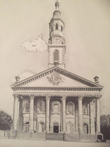 St Andrew's in the Square in pencil